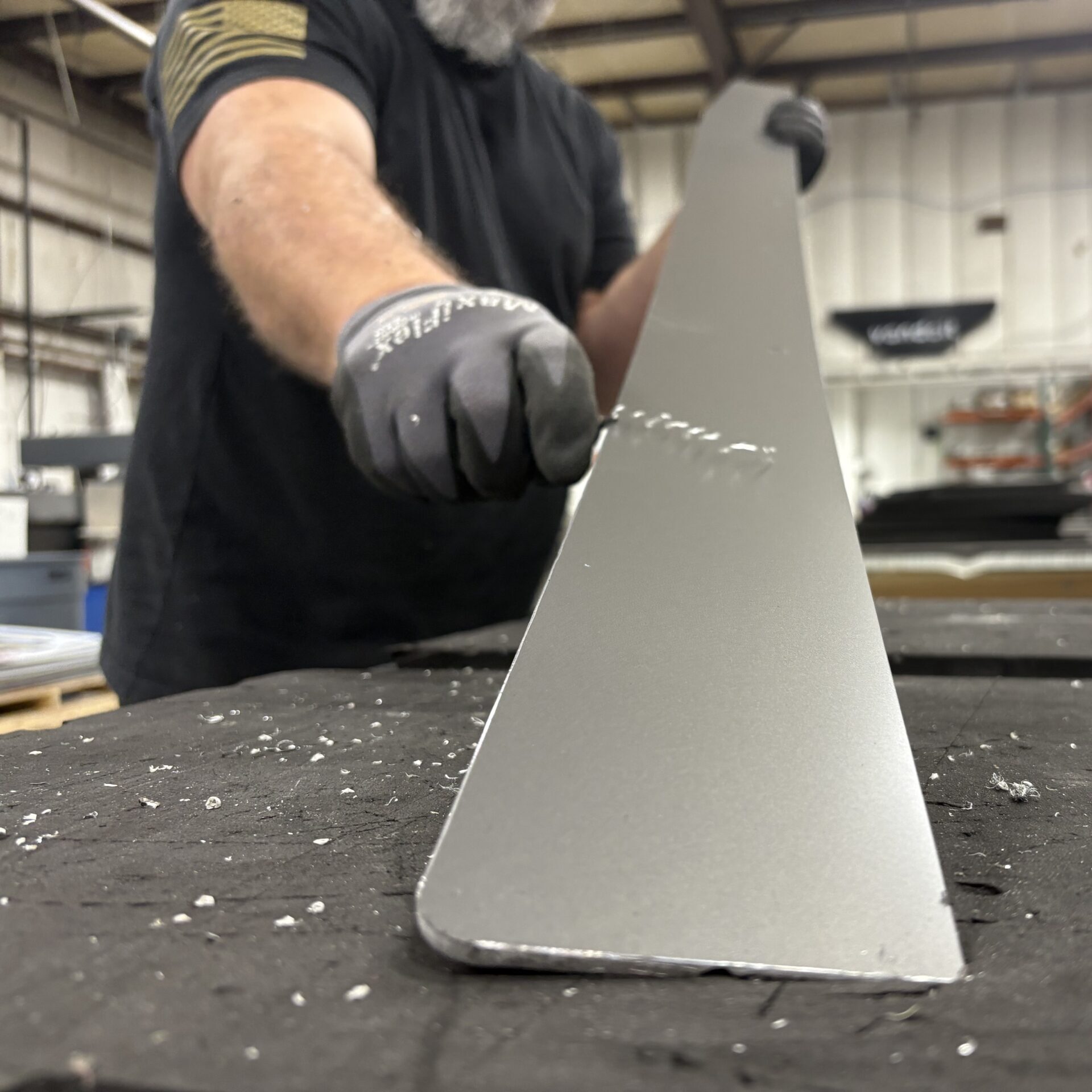A formed aluminum part in the Vandoit shop